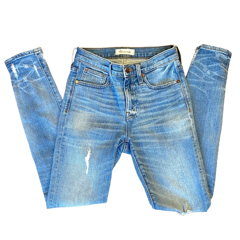 9” High-Rise Skinny Jeans: Destructed-Hem madewell